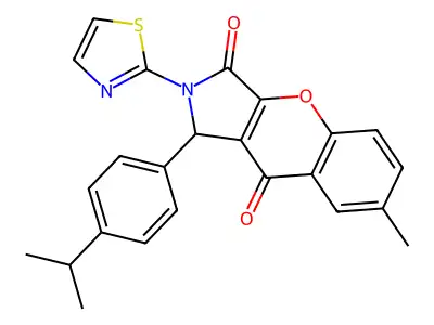 1-(4-isopropylphenyl)-7-methyl-2-(thiazol-2-yl)-1,2-dihydrochromeno[2,3-c]pyrrole-3,9-dione structure