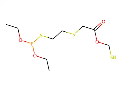 Acetic acid, 2-((2-mercaptoethyl)thio)-, methyl ester, S-ester with O,O-diethyl phosphorodithioate structure