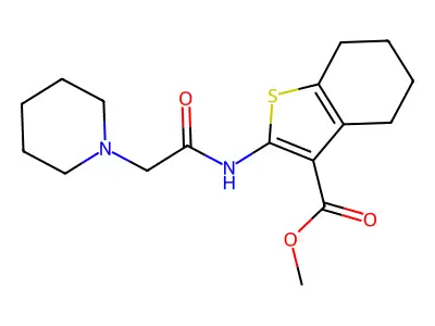 methyl 2-(2-(piperidin-1-yl)acetamido)-4,5,6,7-tetrahydrobenzo[b]thiophene-3-carboxylate structure