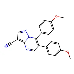 6,7-Bis(4-methoxyphenyl)pyrazolo[1,5-a]pyrimidine-3-carbonitrile structure
