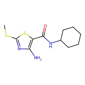 4-amino-N-cyclohexyl-2-methylsulfanyl-1,3-thiazole-5-carboxamide structure
