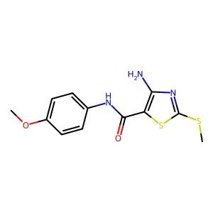 4-amino-N-(4-methoxyphenyl)-2-(methylthio)-5-thiazolecarboxamide structure