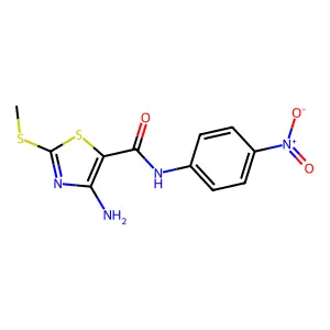 4-amino-2-methylsulfanyl-N-(4-nitrophenyl)-1,3-thiazole-5-carboxamide structure