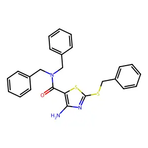 4-amino-N,N-dibenzyl-2-benzylsulfanyl-1,3-thiazole-5-carboxamide structure
