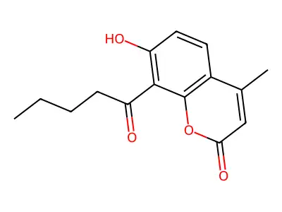 7-Hydroxy-4-methyl-8-pentanoyl-2H-1-benzopyran-2-one structure