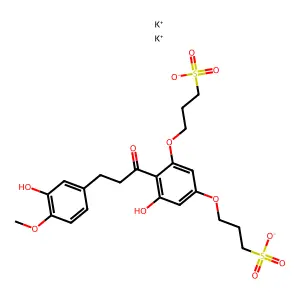 1-Propanesulfonic acid, 3,3'-((5-hydroxy-4-(3-(3-hydroxy-4-methoxyphenyl)-1-oxopropyl)-1,3-phenylene)bis(oxy))bis-, dipotassium salt structure