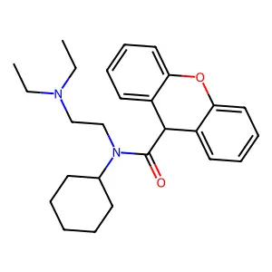 N-cyclohexyl-N-(2-diethylaminoethyl)-9H-xanthene-9-carboxamide structure
