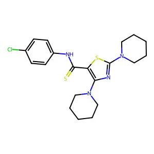 N-(4-chlorophenyl)-2,4-di(1-piperidinyl)-1,3-thiazole-5-carbothioamide structure