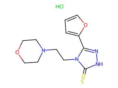 3H-1,2,4-Triazole-3-thione, 2,4-dihydro-5-(2-furanyl)-4-(2-(4-morpholinyl)ethyl)-, monohydrochloride structure
