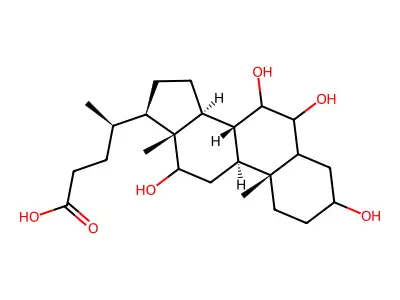 3alpha,6alpha,7alpha,12alpha-Tetrahydroxy-5beta-cholan-24-oic Acid structure