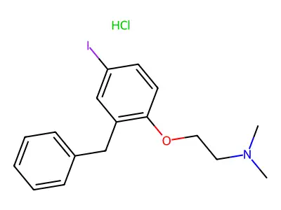 2-(2-benzyl-4-iodophenoxy)-N,N-dimethylethanamine structure