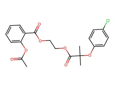 Salicylic acid, 2-(2-(p-chlorophenoxy)-2,2-dimethylacetoxy)ethyl ester, acetate structure