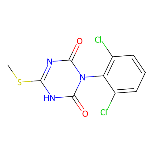 3-(2,6-dichlorophenyl)-6-(methylthio)-1,3,5-triazine-2,4(1H,3H)-dione structure