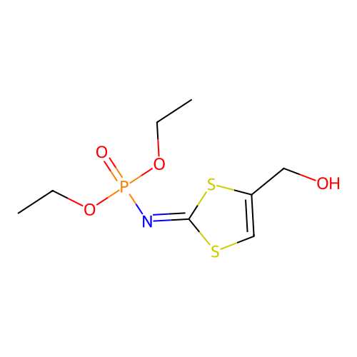 Phosphoramidic acid, (4-(hydroxymethyl)-1,3-dithiol-2-ylidene)-, diethyl ester structure