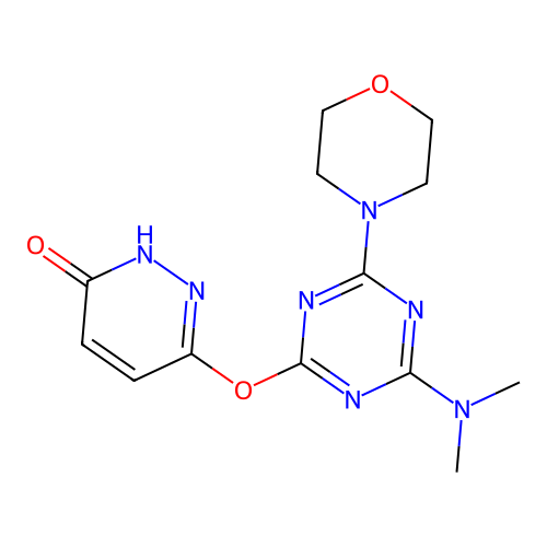 6-{[4-(Dimethylamino)-6-(morpholin-4-yl)-1,3,5-triazin-2-yl]oxy}pyridazin-3-ol structure