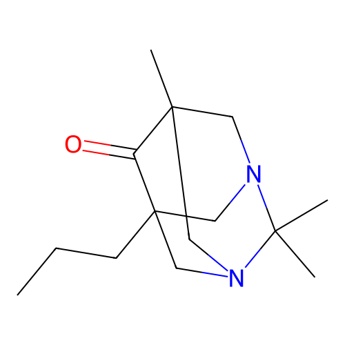 2,2,5-Trimethyl-7-propyl-1,3-diazatricyclo[3.3.1.1~3,7~]decan-6-one structure