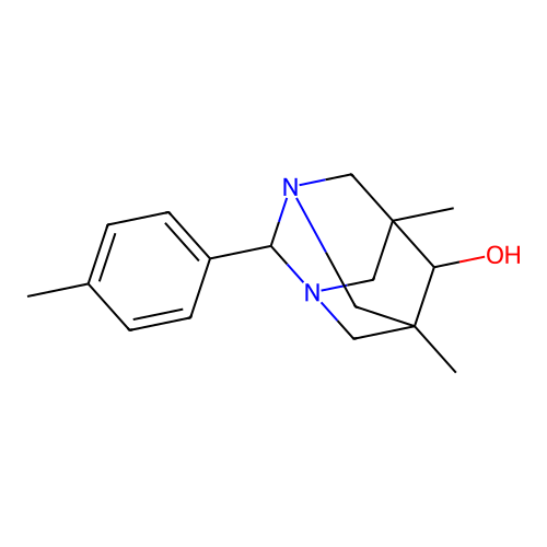 5,7-Dimethyl-2-(4-methylphenyl)-1,3-diazatricyclo[3.3.1.1~3,7~]decan-6-ol structure