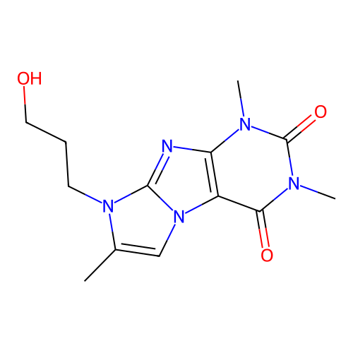 8-(3-hydroxypropyl)-1,3,7-trimethyl-1H-imidazo[2,1-f]purine-2,4(3H,8H)-dione structure