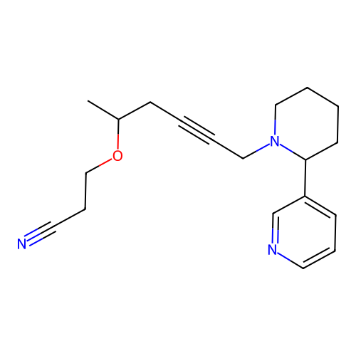 3-({6-[2-(Pyridin-3-yl)piperidin-1-yl]hex-4-yn-2-yl}oxy)propanenitrile structure