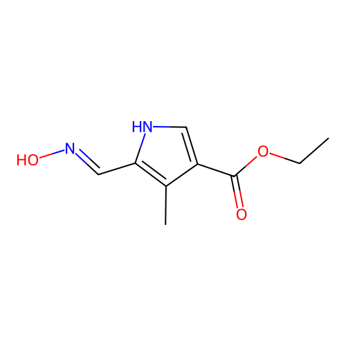 ethyl 5-(hydroxyiminomethyl)-4-methyl-1H-pyrrole-3-carboxylate structure