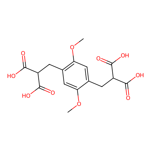2-(4-(2,2-Dicarboxyethyl)-2,5-dimethoxybenzyl)malonic acid structure
