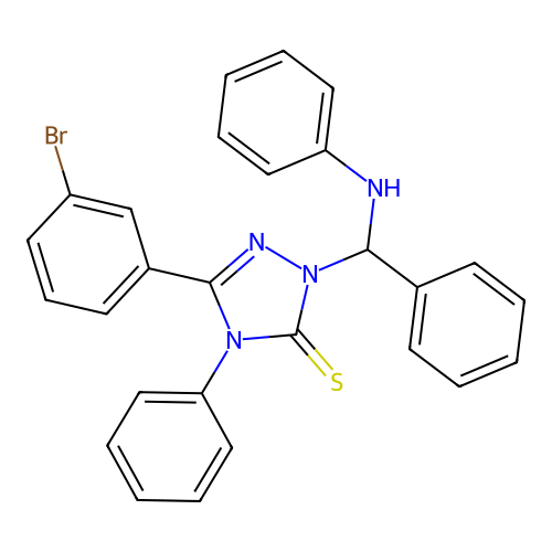 5-(3-BR-PH)-4-PH-2-(PH-Phenylamino-methyl)-2,4-dihydro-(1,2,4)triazole-3-thione structure