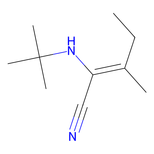 2-(Tert-butylamino)-3-methylpent-2-enenitrile structure