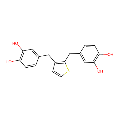 2,3-Bis(3,4-dihydroxybenzyl)thiophene structure