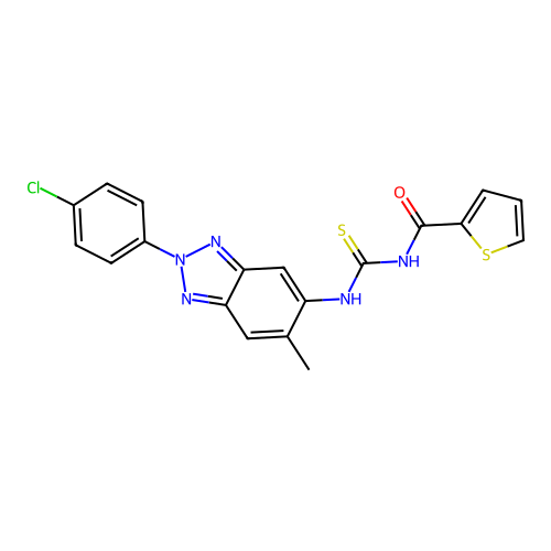 N-[[2-(4-chlorophenyl)-6-methylbenzotriazol-5-yl]carbamothioyl]thiophene-2-carboxamide structure