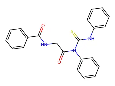 N-[2-oxo-2-[N-(phenylcarbamothioyl)anilino]ethyl]benzamide structure