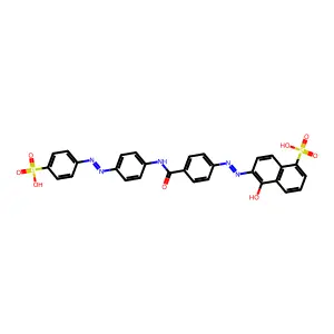 5-Hydroxy-6-((E)-(4-(((4-((E)-(4-sulfophenyl)diazenyl)phenyl)amino)carbonyl)phenyl)diazenyl)naphthalene-1-sulfonic acid structure
