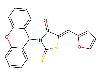 (5Z)-5-(furan-2-ylmethylidene)-2-sulfanylidene-3-(9H-xanthen structure
