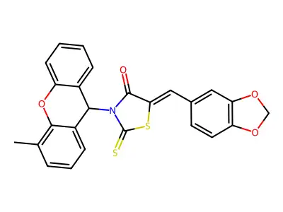 (5Z)-5-(1,3-benzodioxol-5-ylmethylidene)-3-(4-methyl-9H-xant structure