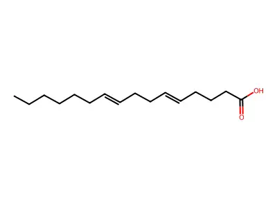 Hexadeca-5,9-dienoic acid structure