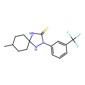 8-Methyl-2-[3-(trifluoromethyl)phenyl]-1,2,4-triazaspiro[4.5]decane-3-thione structure
