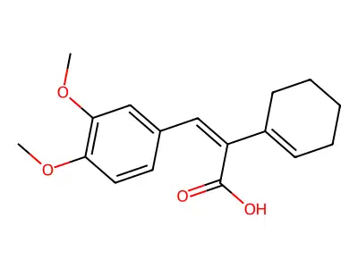 2-(Cyclohexen-1-yl)-3-(3,4-dimethoxyphenyl)prop-2-enoic acid structure