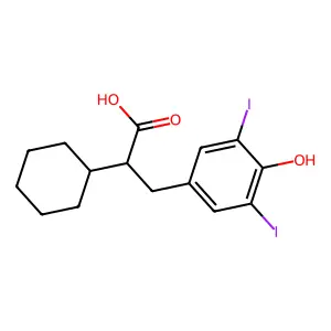 alpha-Cyclohexyl-beta-(3,5-diiodo-4-hydroxyphenyl)propionic acid structure