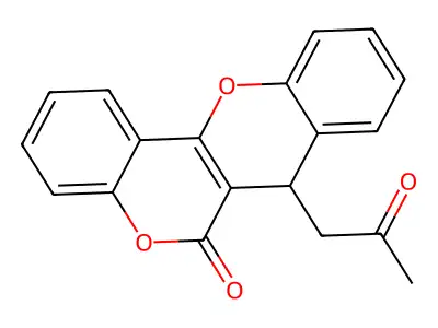 6H,7H-(1)Benzopyrano(4,3-b)(1)benzopyran-6-one, 7-(2-oxopropyl)- structure