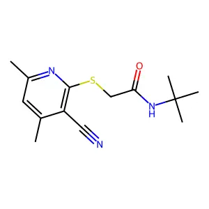 N-tert-butyl-2-[(3-cyano-4,6-dimethylpyridin-2-yl)sulfanyl]acetamide structure