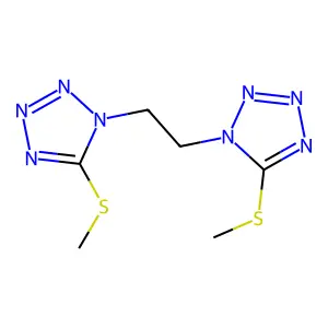5-Methylsulfanyl-1-[2-(5-methylsulfanyltetrazol-1-yl)ethyl]tetrazole structure