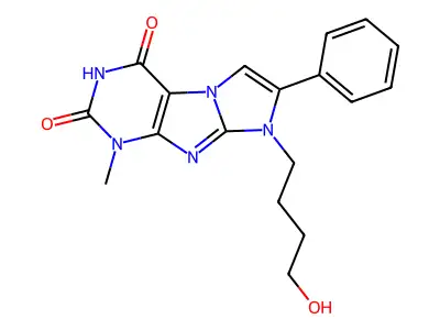 8-(4-hydroxybutyl)-1-methyl-7-phenyl-1H-imidazo[2,1-f]purine-2,4(3H,8H)-dione structure