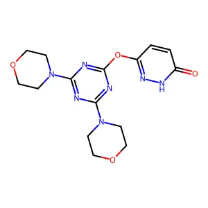3-[(4,6-dimorpholin-4-yl-1,3,5-triazin-2-yl)oxy]-1H-pyridazin-6-one structure