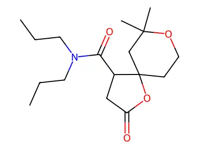 7,7-dimethyl-2-oxo-N,N-dipropyl-1,8-dioxaspiro[4.5]decane-4-carboxamide structure