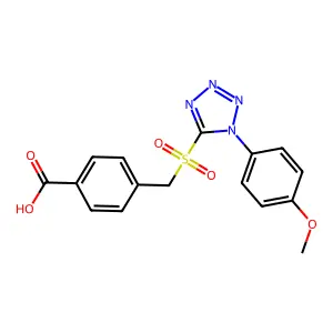 4-({[1-(4-methoxyphenyl)-1H-tetrazol-5-yl]sulfonyl}methyl)benzoic acid structure