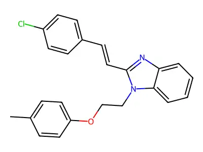 (E)-2-(4-chlorostyryl)-1-(2-(p-tolyloxy)ethyl)-1H-benzo[d]imidazole structure