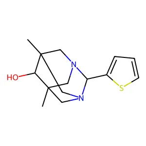 5,7-Dimethyl-2-thien-2-yl-1,3-diazatricyclo[3.3.1.1~3,7~]decan-6-ol structure
