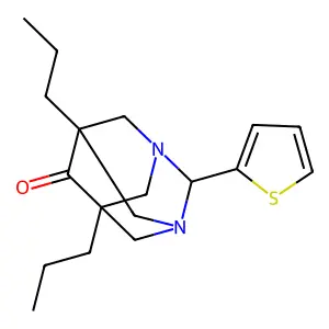 Tricyclo[3.3.1.1(3,7)]decan-6-one, 5,7-dipropyl-2-thiophen-2-yl-1,3-diaza- structure