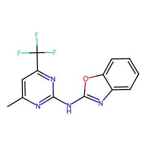 N-[4-methyl-6-(trifluoromethyl)pyrimidin-2-yl]-1,3-benzoxazol-2-amine structure