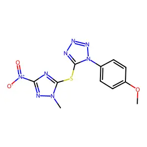 1-(4-Methoxyphenyl)-5-[(2-methyl-5-nitro-1,2,4-triazol-3-yl)sulfanyl]tetrazole structure