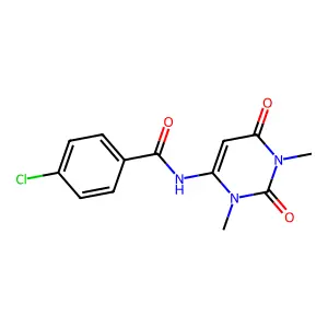 4-chloro-N-(1,3-dimethyl-2,6-dioxo-1,2,3,6-tetrahydropyrimidin-4-yl)benzamide structure